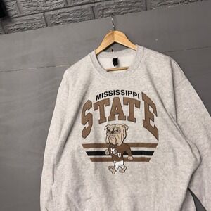 Mississippi State Bulldogs Crewneck Sweatshirt Mens Large Gray MSU Graphic